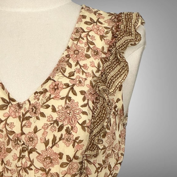 By the River Womens Dress M Ivory Punk Ditsy Floral Midi Cottagecore‎ Peasant - Picture 4 of 14